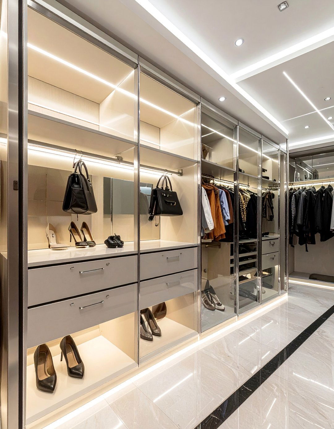 Glass Door Display Storage - 30 Dressing Room Ideas to Organize Your Space