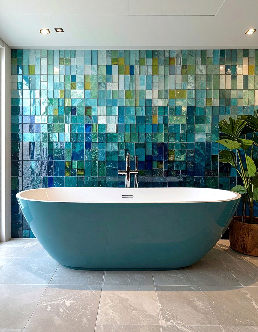 Glass Mosaic Bathtub Tiles - 40 Bathtub Tile Ideas for a Stunning Bathroom