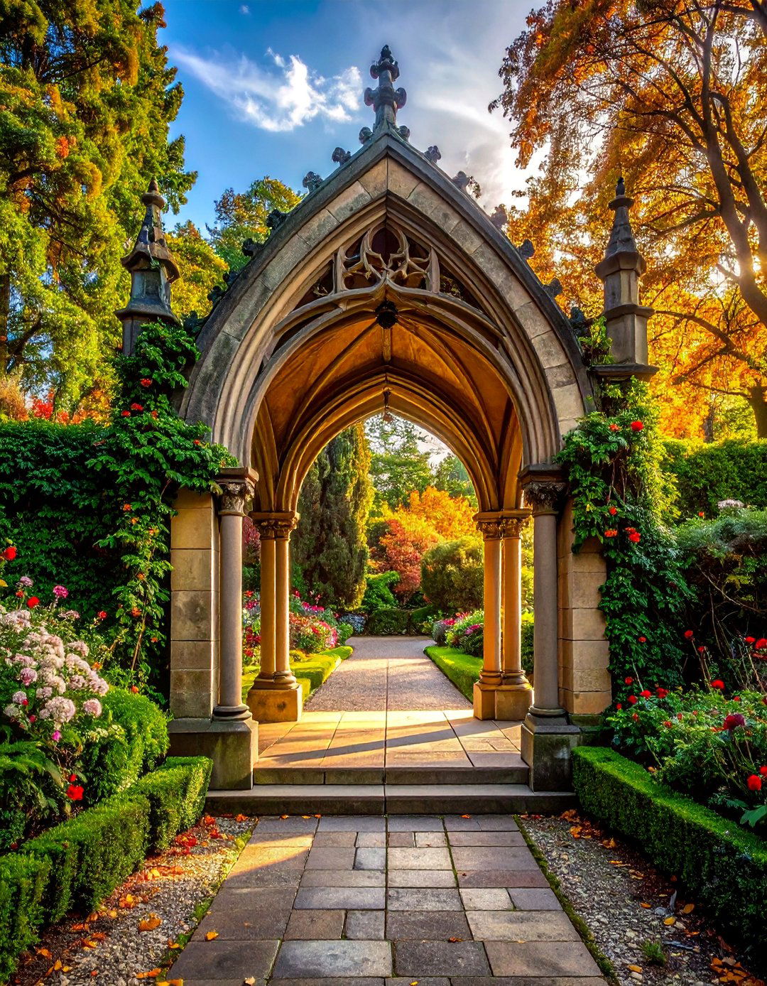 Gothic Revival Pointed Arch Design - 40 Garden Arbor Ideas for a Charming Outdoor Retreat