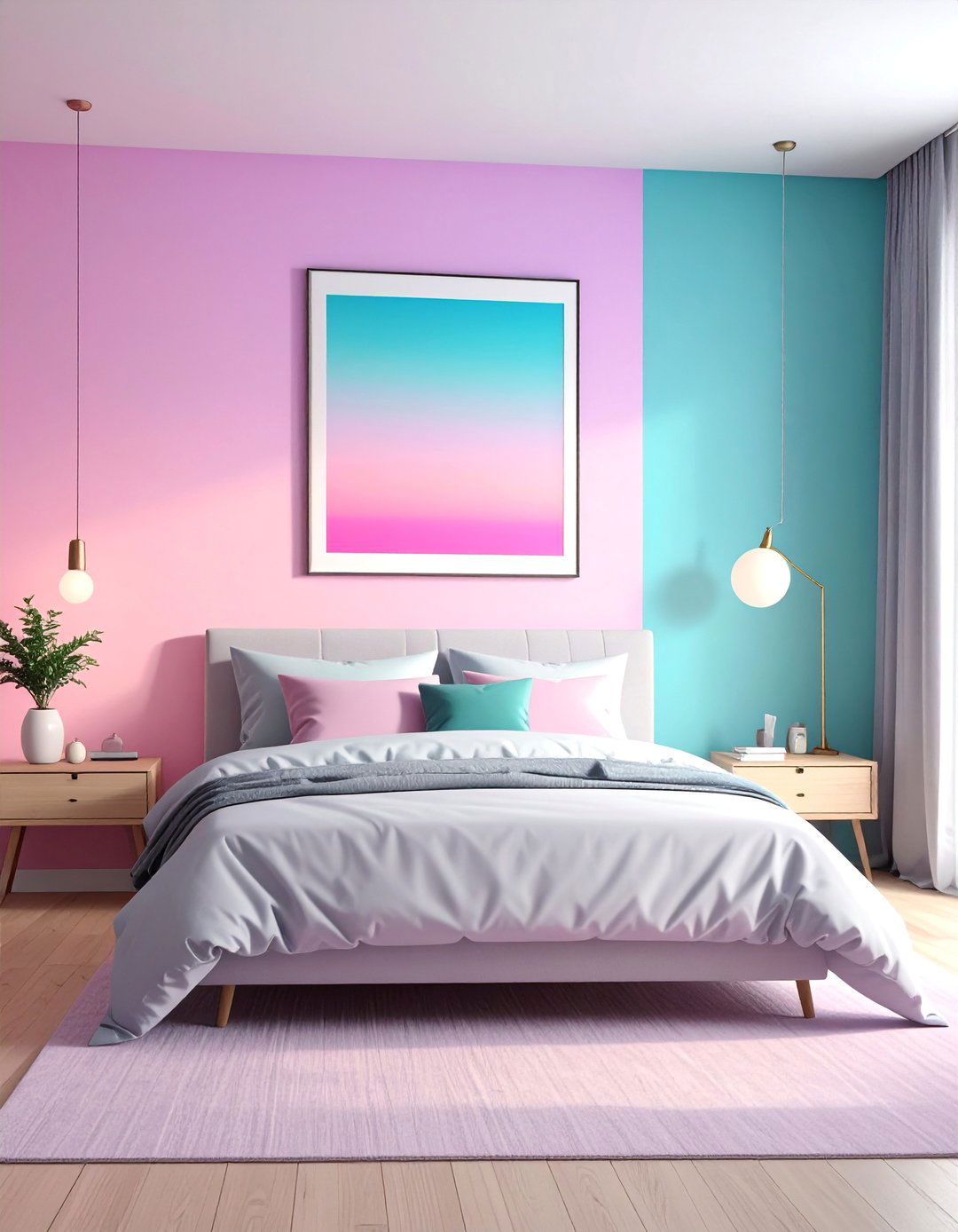 Gradient Wall Art Gallery - 20 Vaporwave Room Ideas for a Retro-Futuristic Vibe