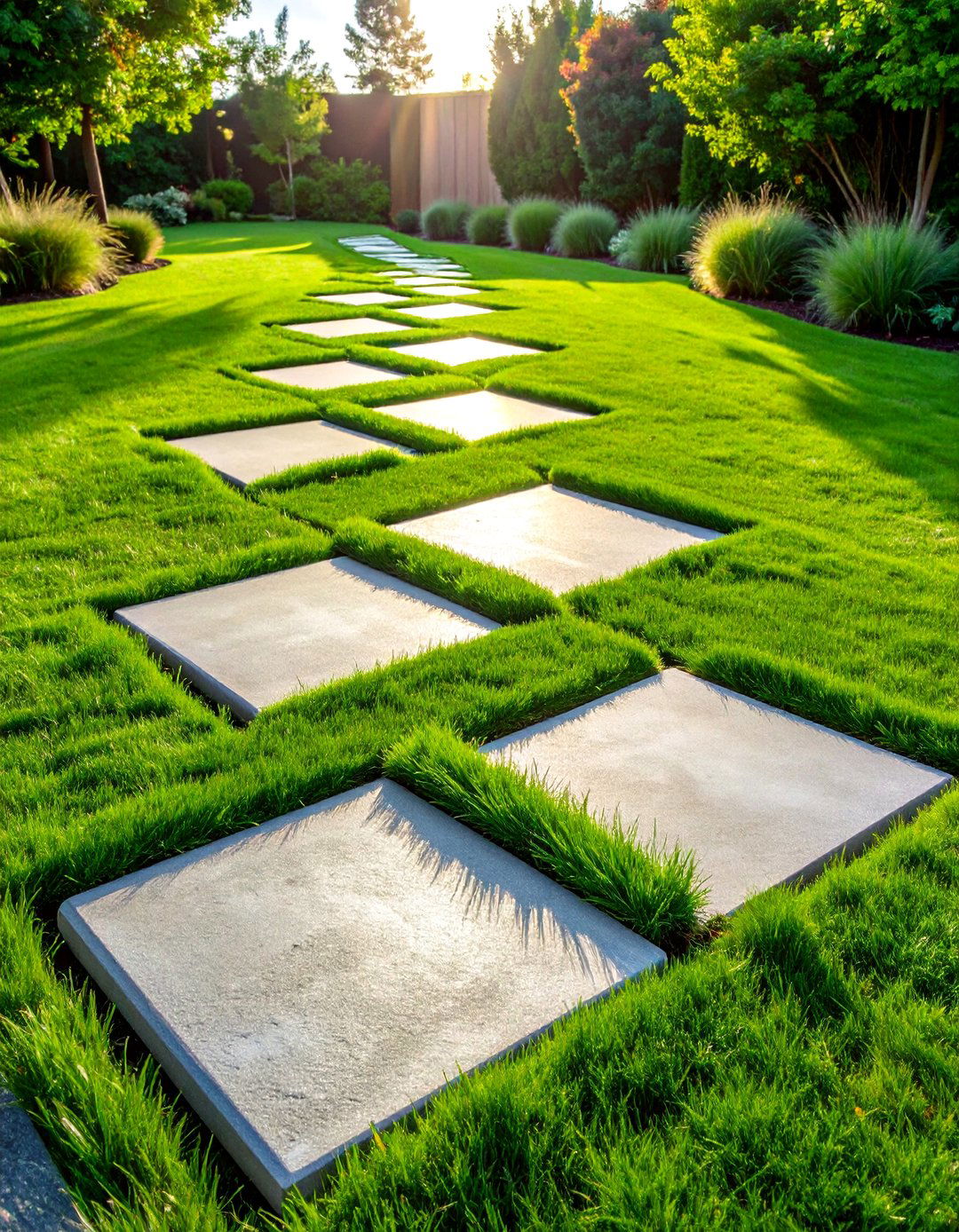 Grass Filled Joint Stepping Stone Walkway - 30 Unique Stepping Stone Walkway Ideas for Your Yard