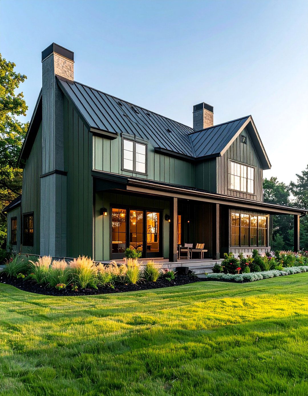 Gray Green Farmhouse Siding - 25 Farmhouse Green Exterior Home Ideas for Curb Appeal