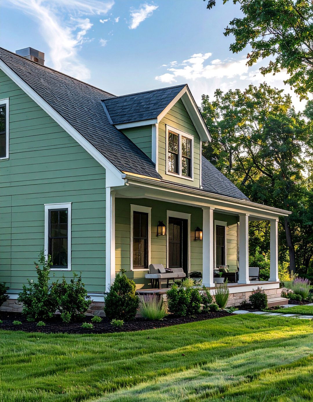 Green Shiplap Siding Farmhouse - 25 Farmhouse Green Exterior Home Ideas for Curb Appeal