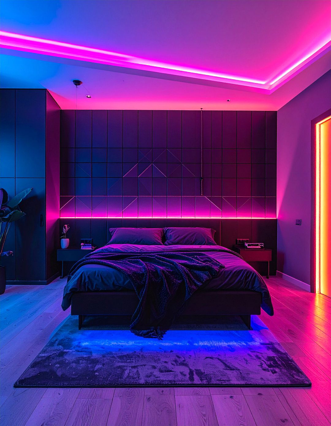 Grid Pattern Accent Wall - 20 Vaporwave Room Ideas for a Retro-Futuristic Vibe