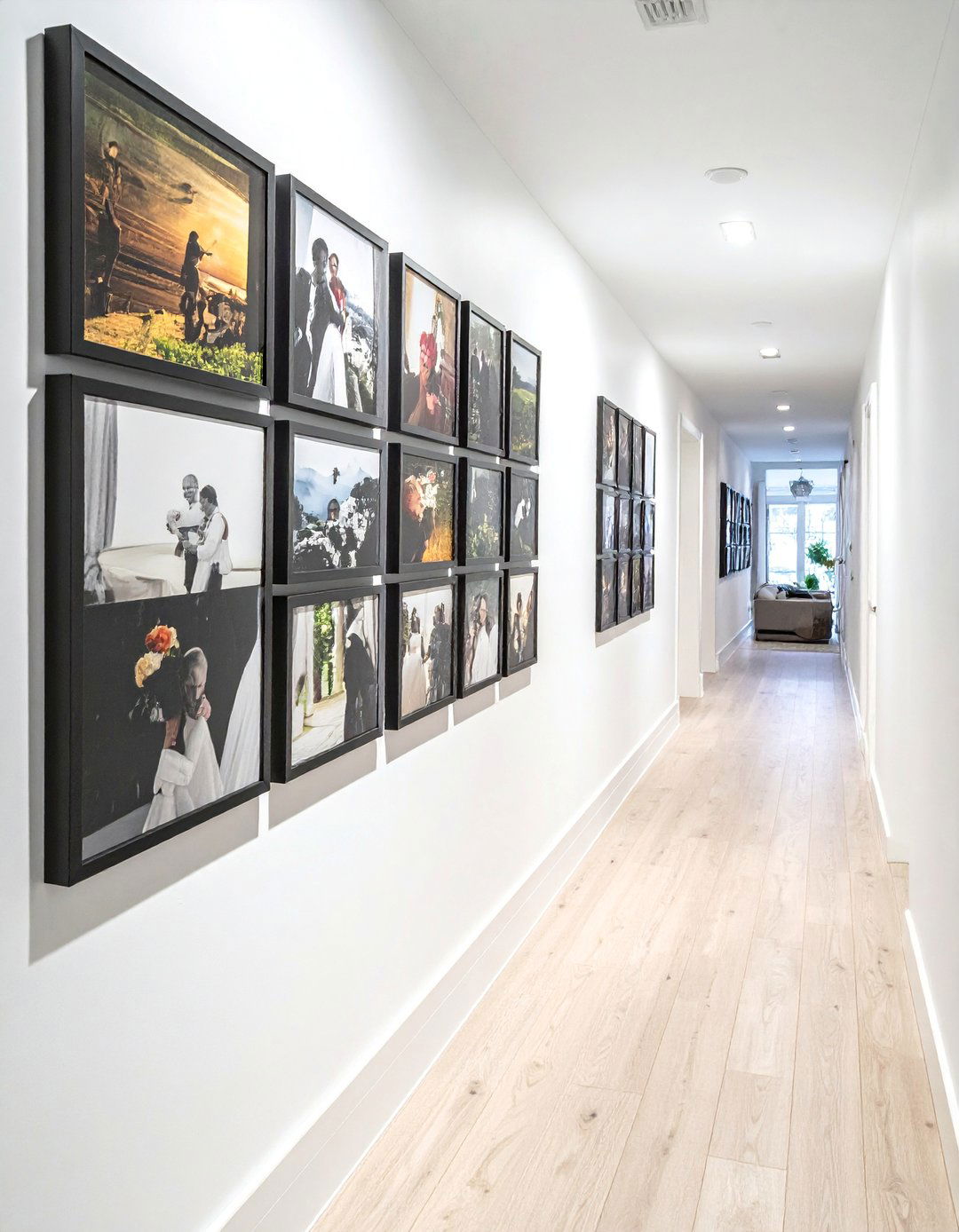 Hallway Timeline Photo Wall - 40 Photo Wall Ideas to Personalize Your Living Space