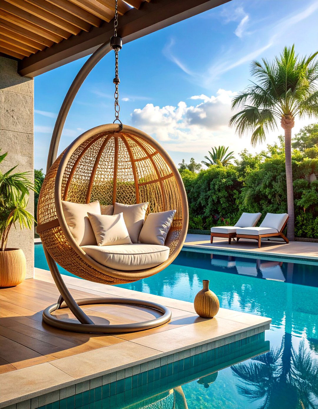 Hammock Chairs for Space Saving Relaxation - 20 Pool Furniture Ideas for a Relaxing Outdoor Space