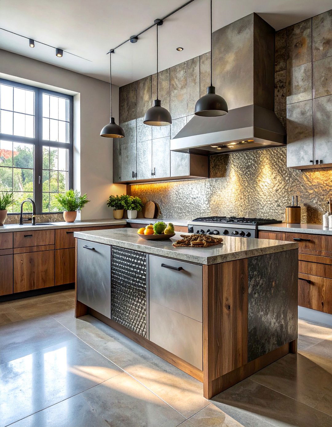 Hand Forged Metal Tiles - 40 Kitchen Backsplash Ideas for White Cabinets