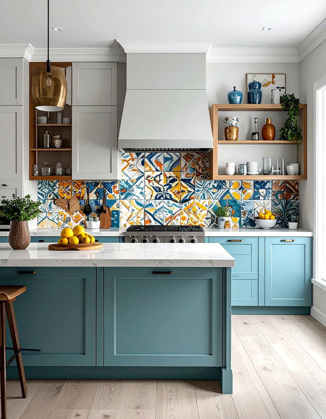 Handpainted Ceramic Artistry - 40 Kitchen Backsplash Ideas for White Cabinets