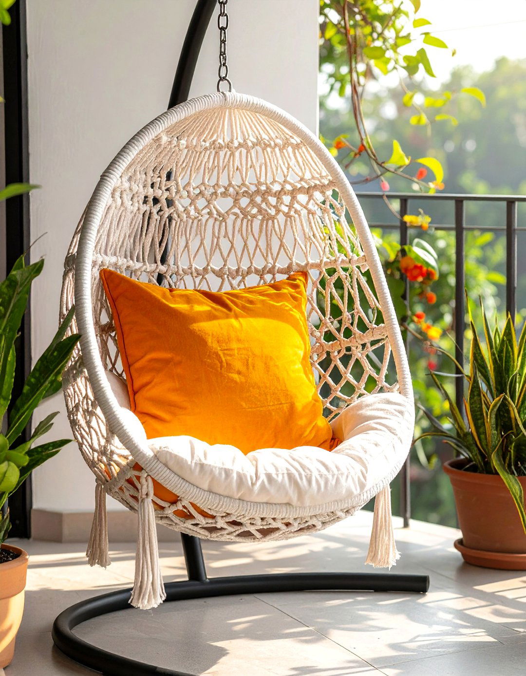 Hanging Chair for a Small Patio Retreat - 40 Small Patio Ideas to Maximize Your Outdoor Space