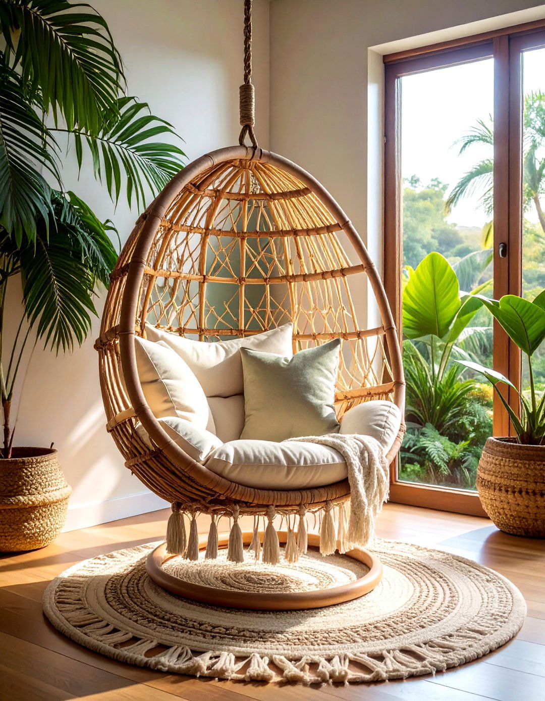 Hanging Chairs or Hammocks for a Relaxed Feel - 25 Tropical Living Room Ideas for a Relaxing Vibe