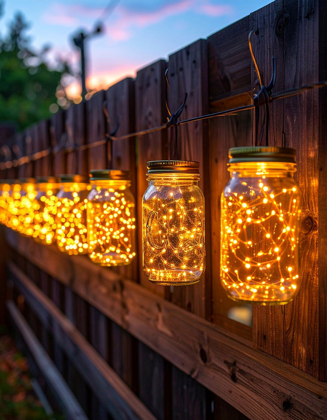 Hanging Jar Lantern Fence Art - 20 Fence Art Ideas to Beautify Your Outdoor Space