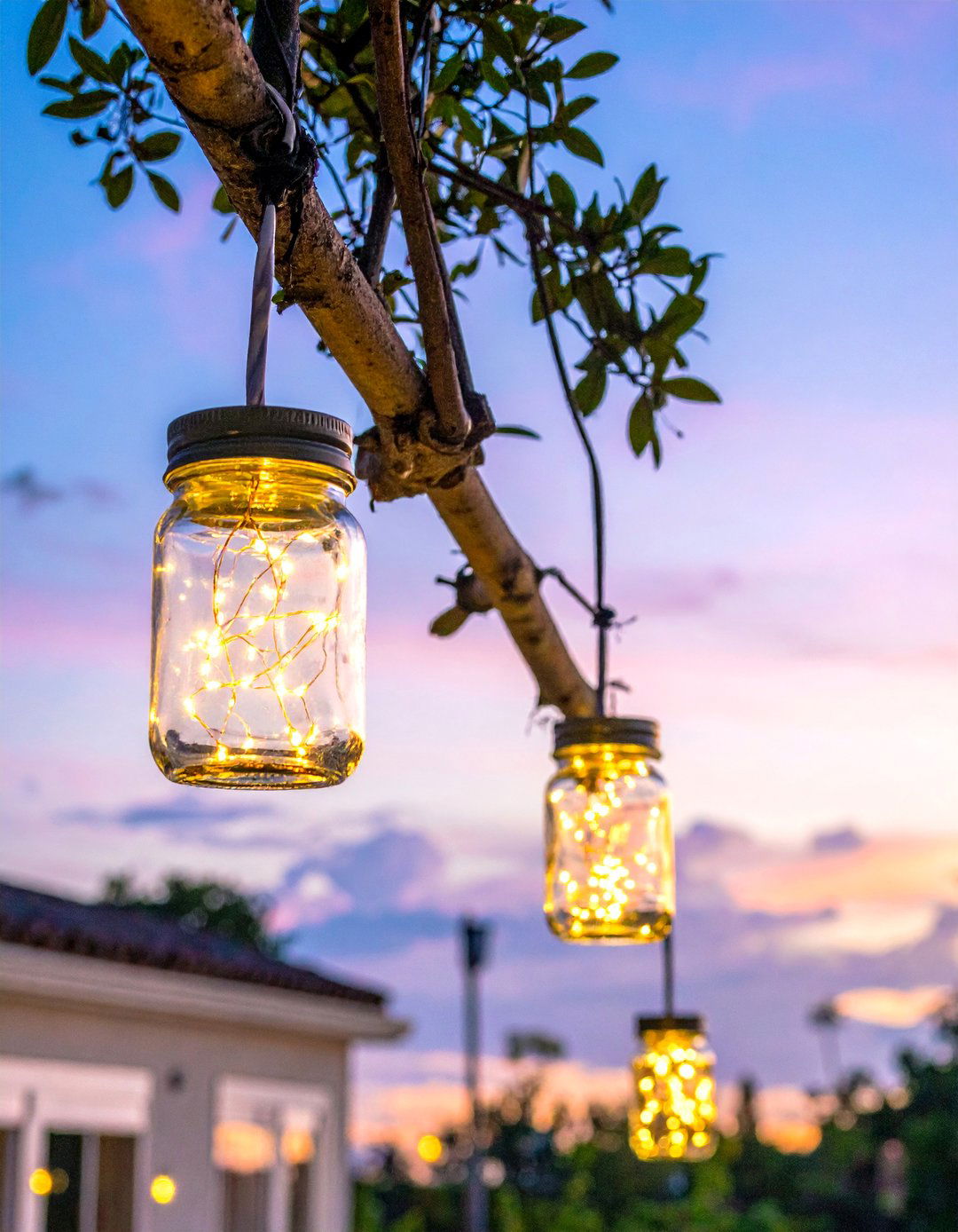 Hanging Mason Jar Lanterns - 40 Small Patio Ideas on a Budget for Cozy Outdoor Living