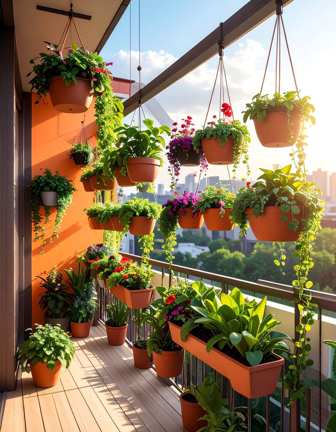Hanging Planter Garden - 20 Second Story Balcony Ideas for Stunning Views