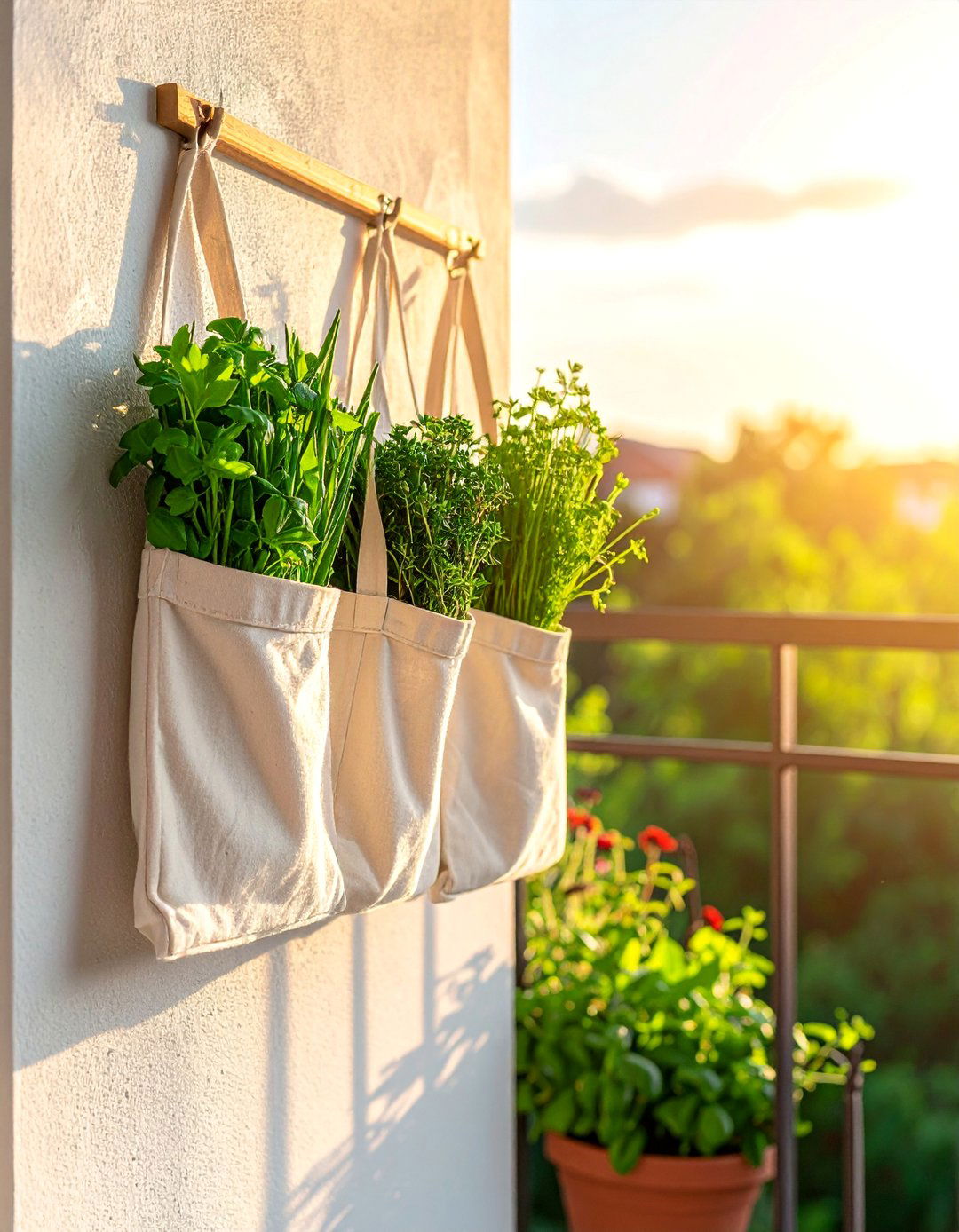 Hanging Shoe Organizer Herb Garden - 40 Creative Balcony Garden Ideas for Small Spaces