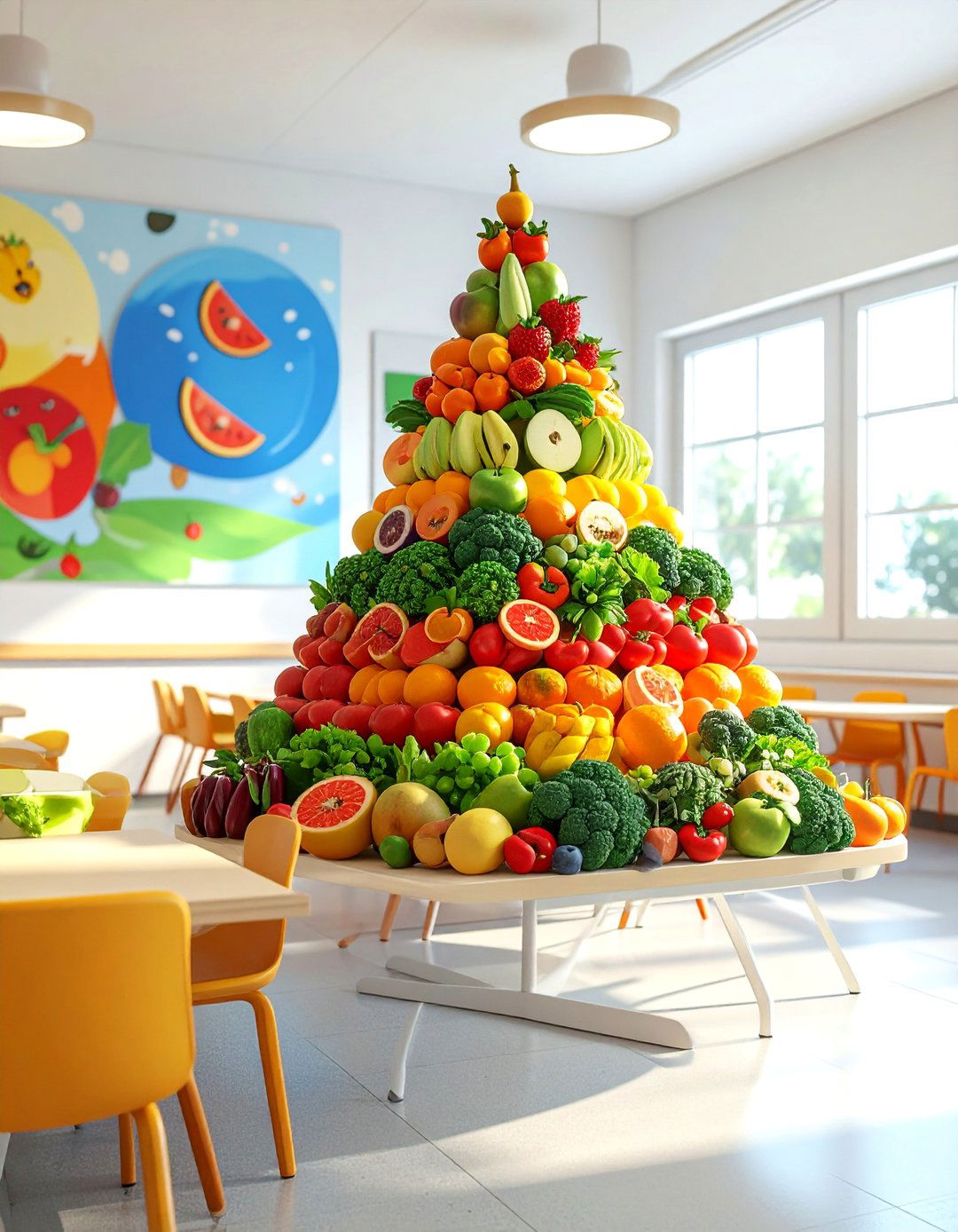 Healthy Eating Food Pyramid School Mural - 30 Creative School Mural Ideas to Inspire Students