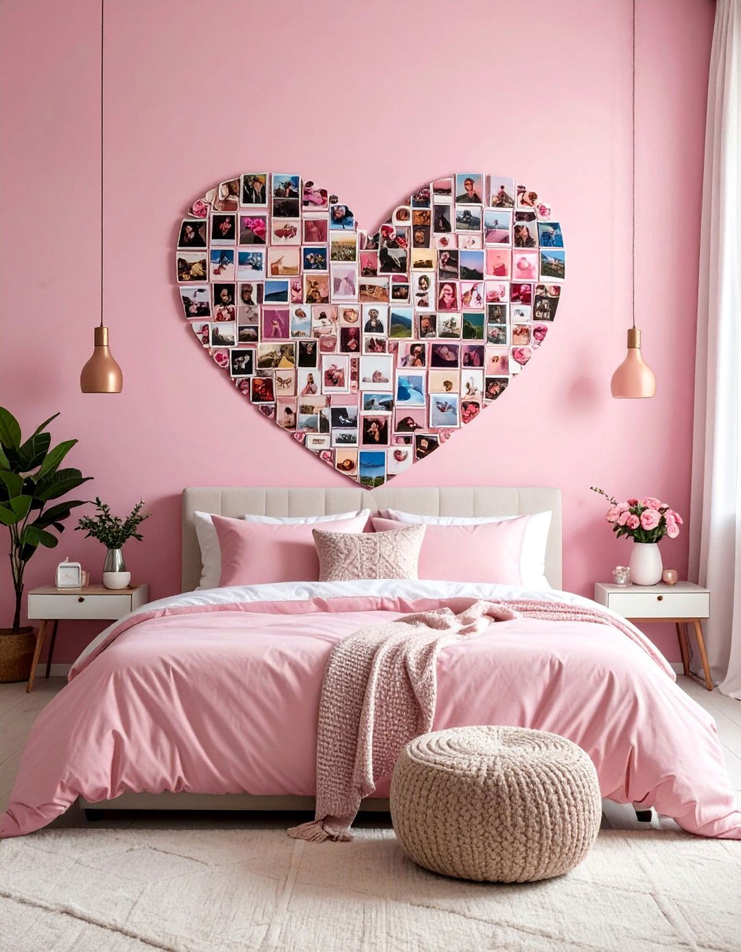 Heart Shaped Collage Photo Wall - 40 Photo Wall Ideas to Personalize Your Living Space