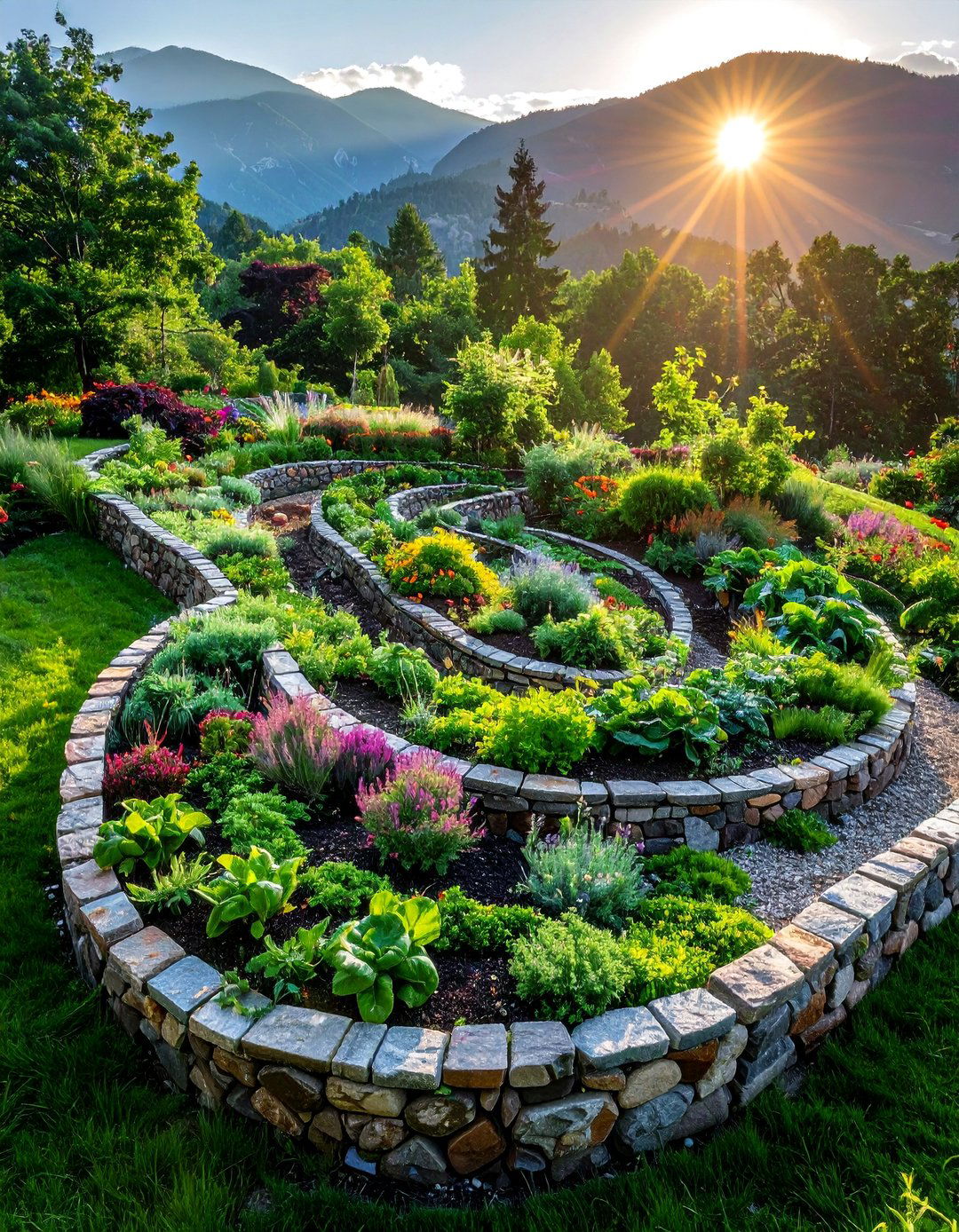 Herb Garden Spirals - 25 Down Sloped Backyard Ideas for Unique Landscaping