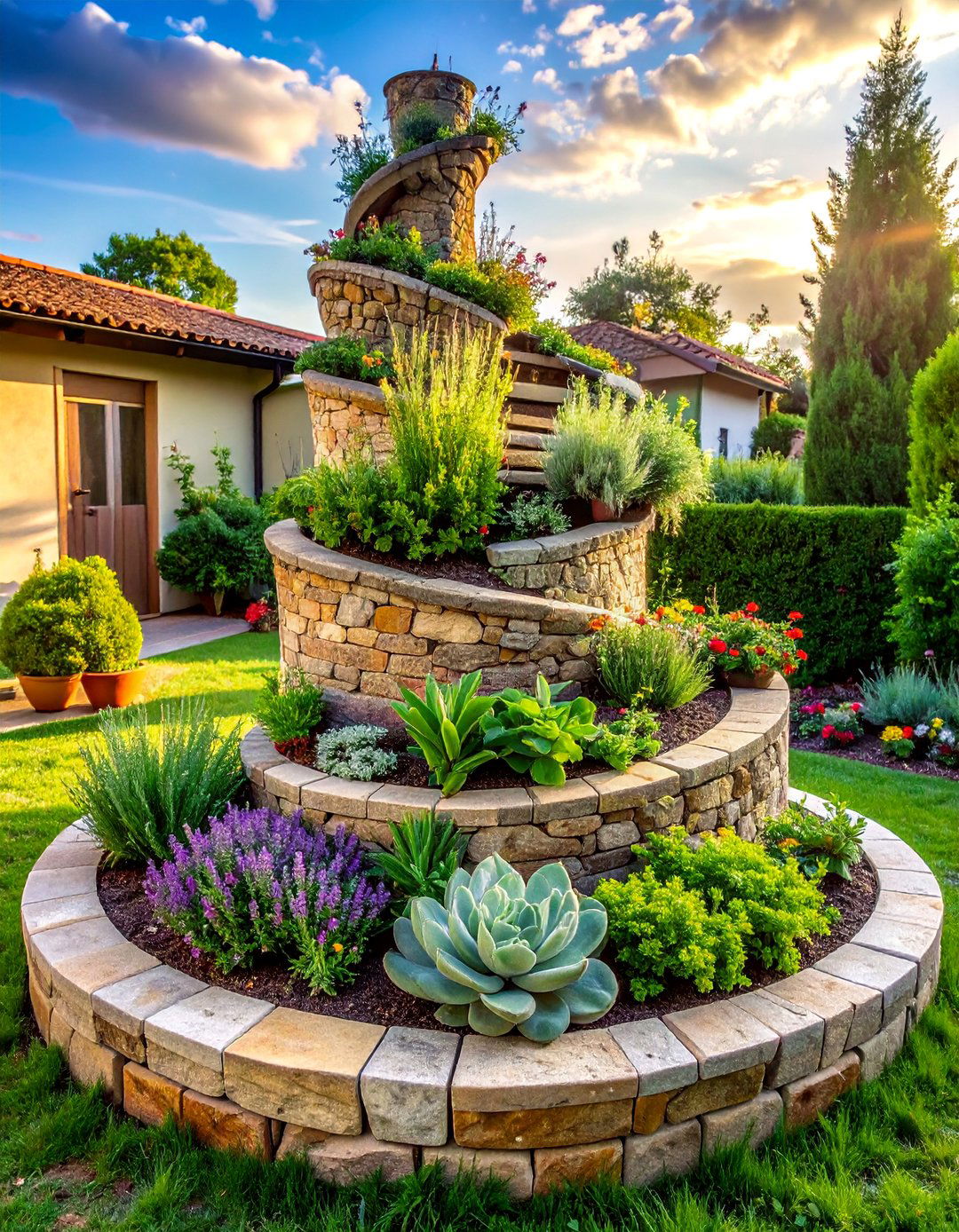 Herb Spiral Gardens - 40 Small Backyard Landscaping Ideas for Big Impact
