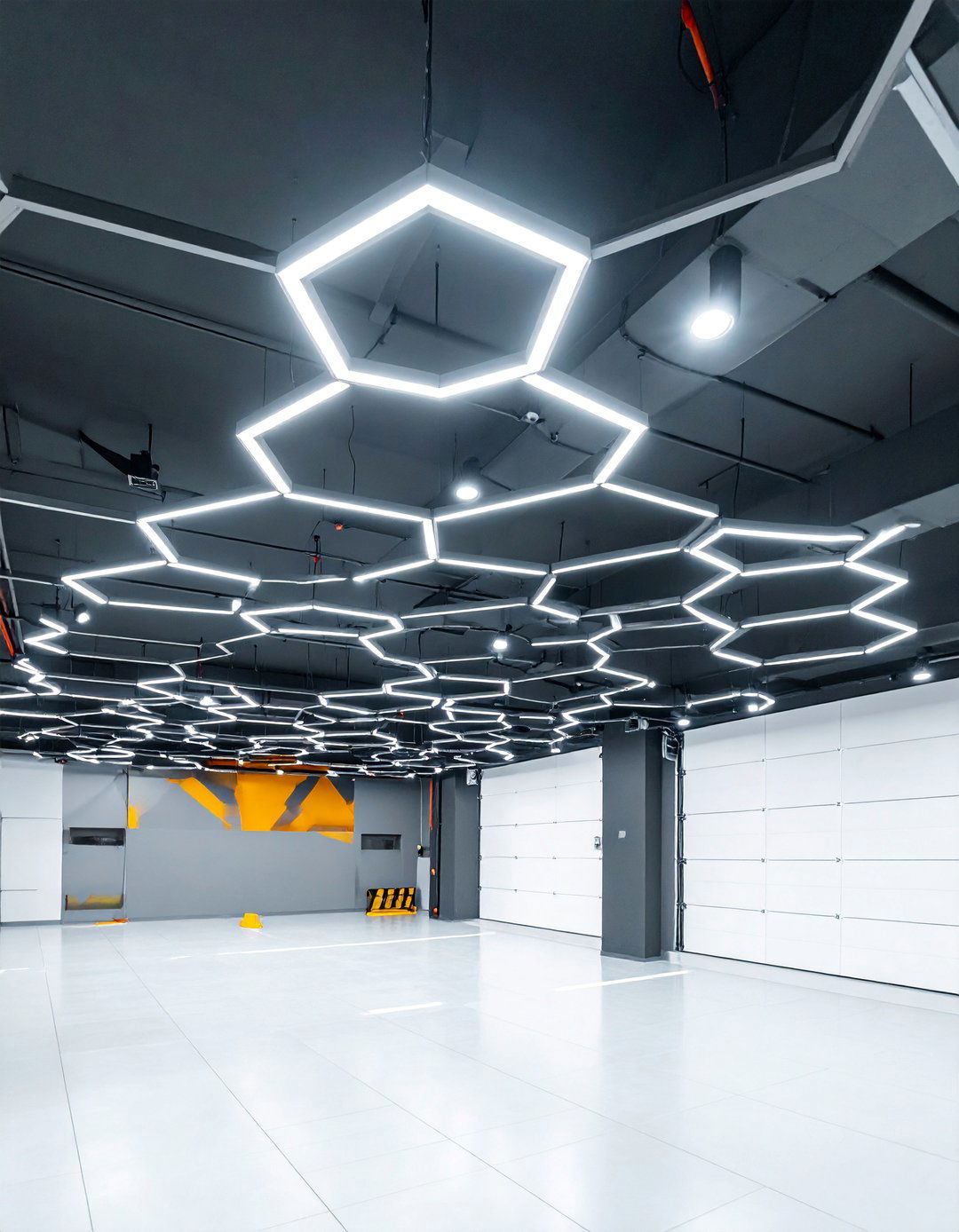 Hexagon Grid Lighting - 15 Garage Lighting Ideas to Brighten Your Workspace