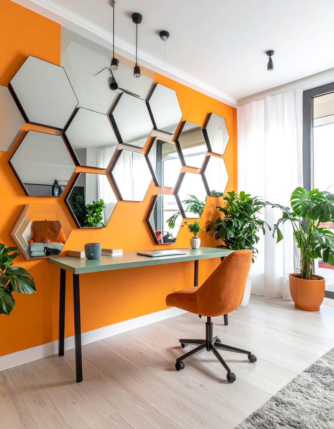 Hexagonal Honeycomb Pattern - 30 Mirror Gallery Wall Ideas to Elevate Your Decor