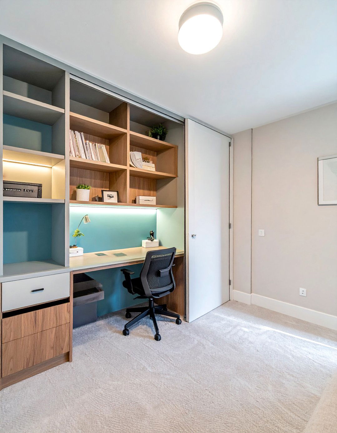 Hidden Home Office Closet - 40 Modern Home Office Ideas for a Productive Workspace