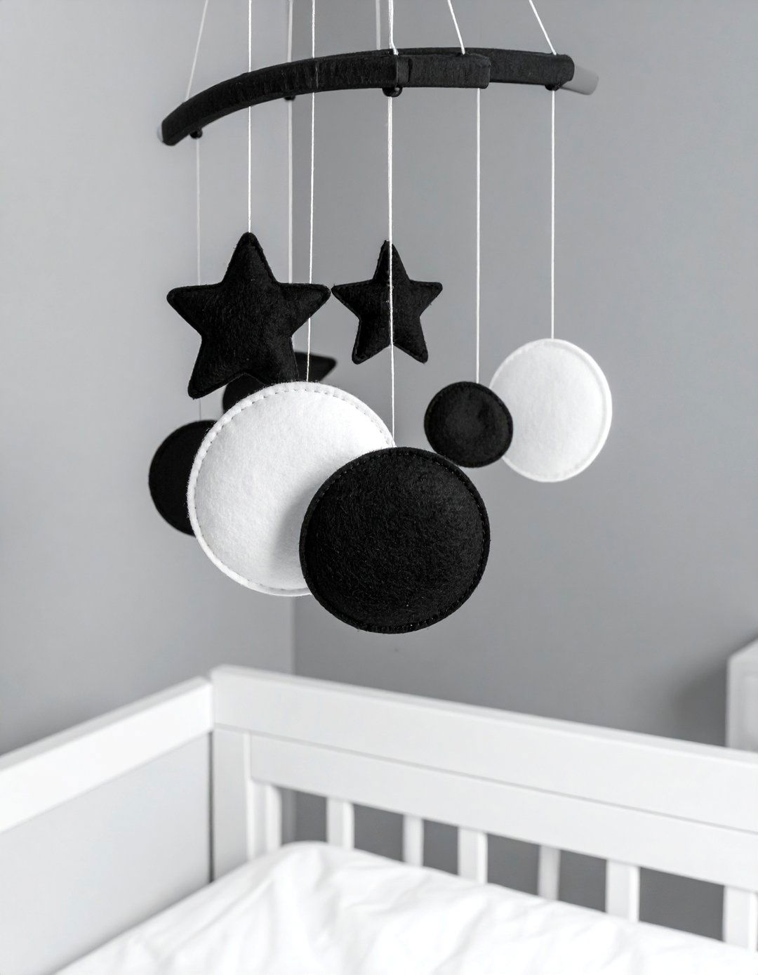 High Contrast Black and White Nursery Mobile - 25 Black and White Nursery Ideas for Timeless Style