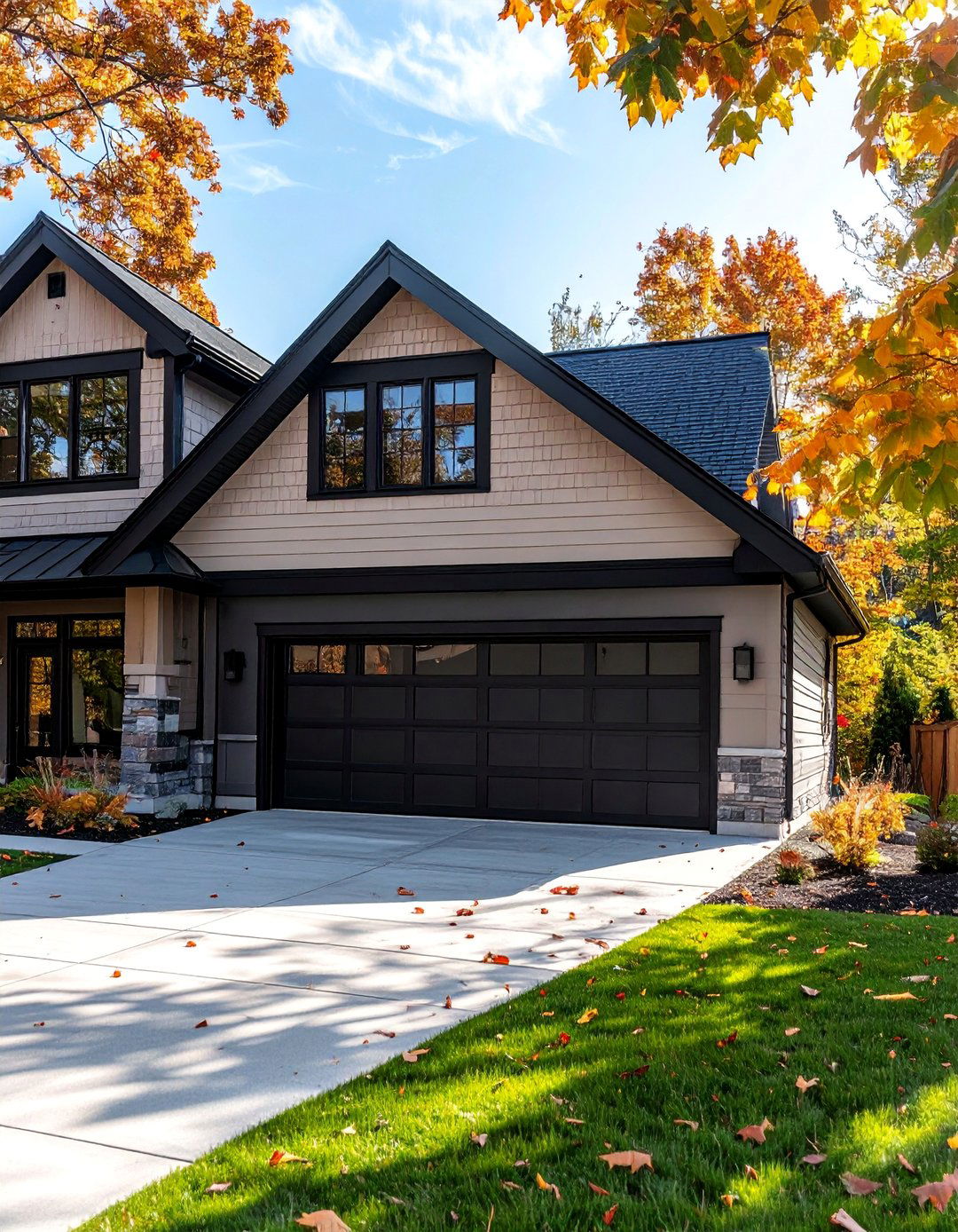 High Contrast Color Garage Door Trim - 20 Exterior Garage Door Trim Ideas to Enhance Curb Appeal