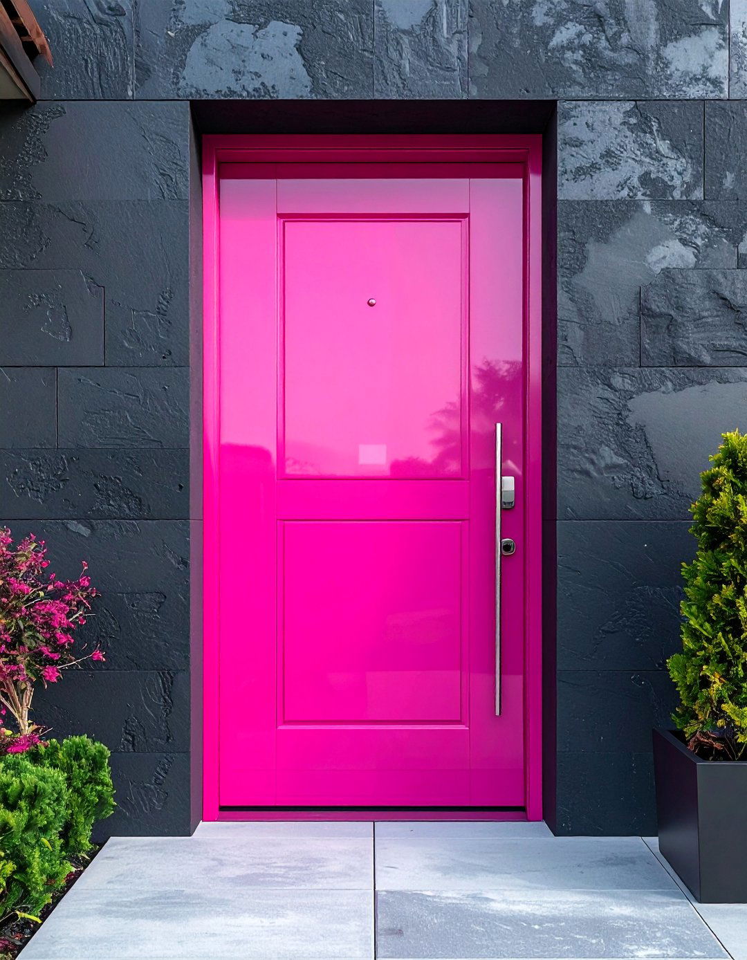 High Gloss Magenta Pink Front Door - 20 Pink Front Door Ideas for a Charming Entrance