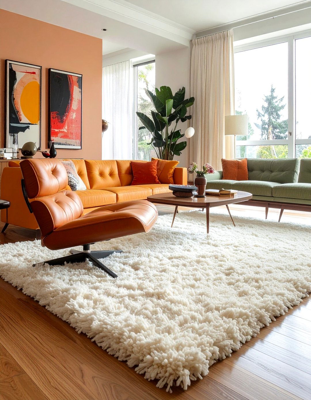 High Pile Shag Rugs - 40 Cozy Living Room Ideas to Transform Your Space