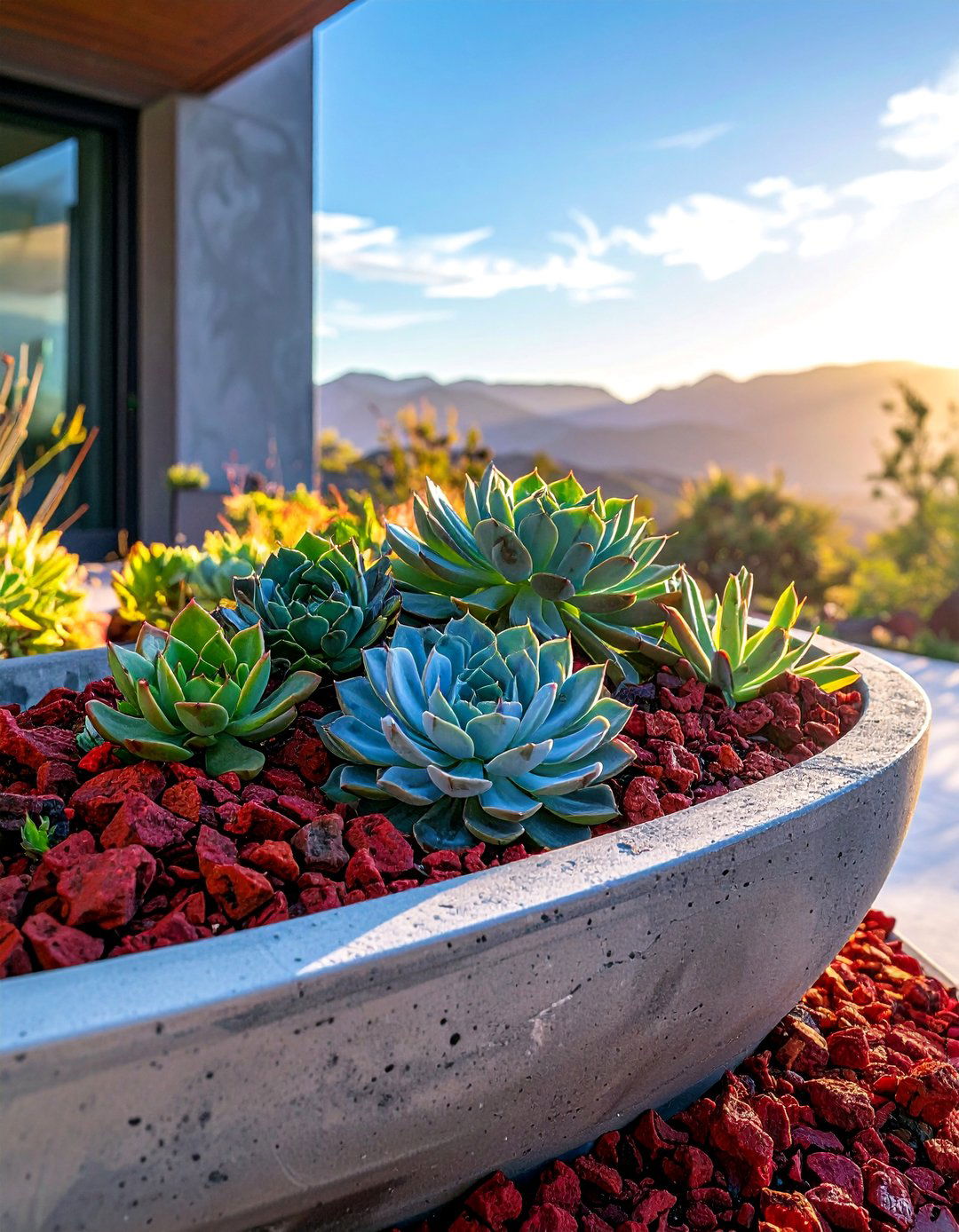 Highlighting Succulents with a Red Lava Rock Base - 20 Red Lava Rock Landscaping Ideas for Bold Gardens