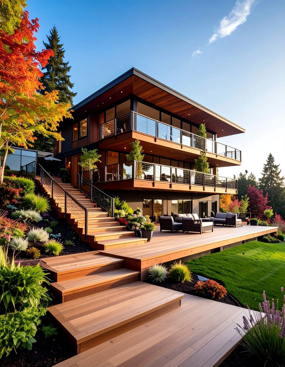 Hillside Deck Landings - 25 Down Sloped Backyard Ideas for Unique Landscaping