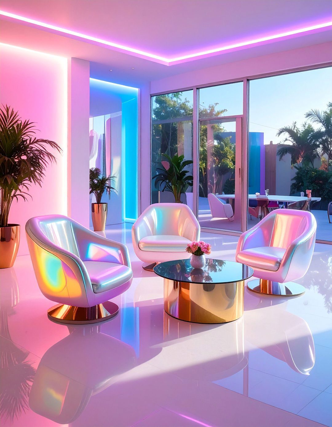 Holographic Furniture Collection - 20 Vaporwave Room Ideas for a Retro-Futuristic Vibe