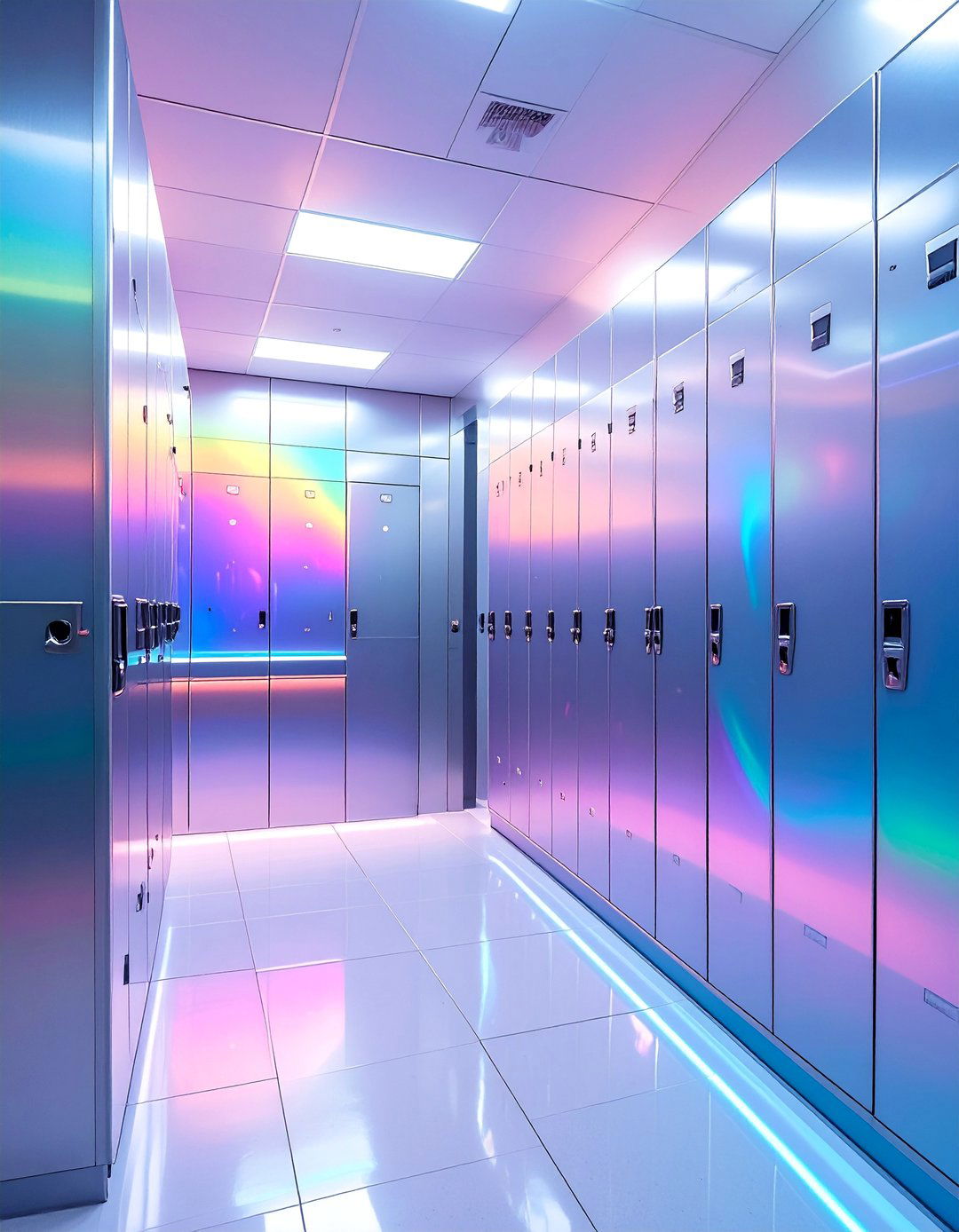 Holographic Future Tech - 30 Locker Decor Ideas for Stylish and Functional Spaces