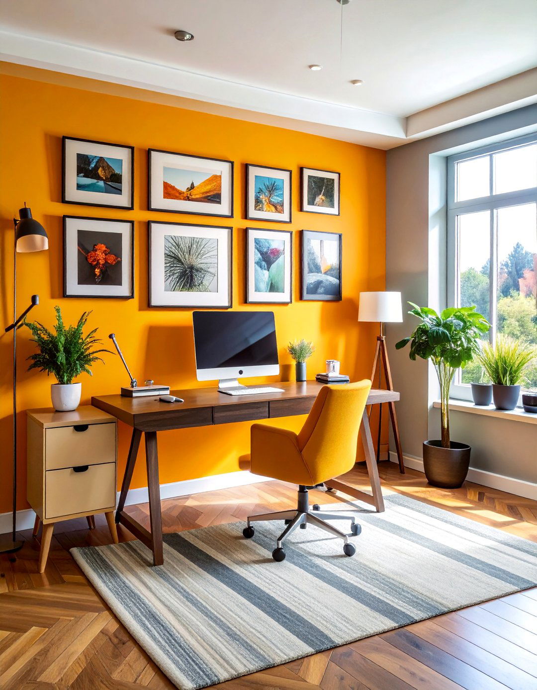 Home Office Gallery Wall - 40 Modern Home Office Ideas for a Productive Workspace