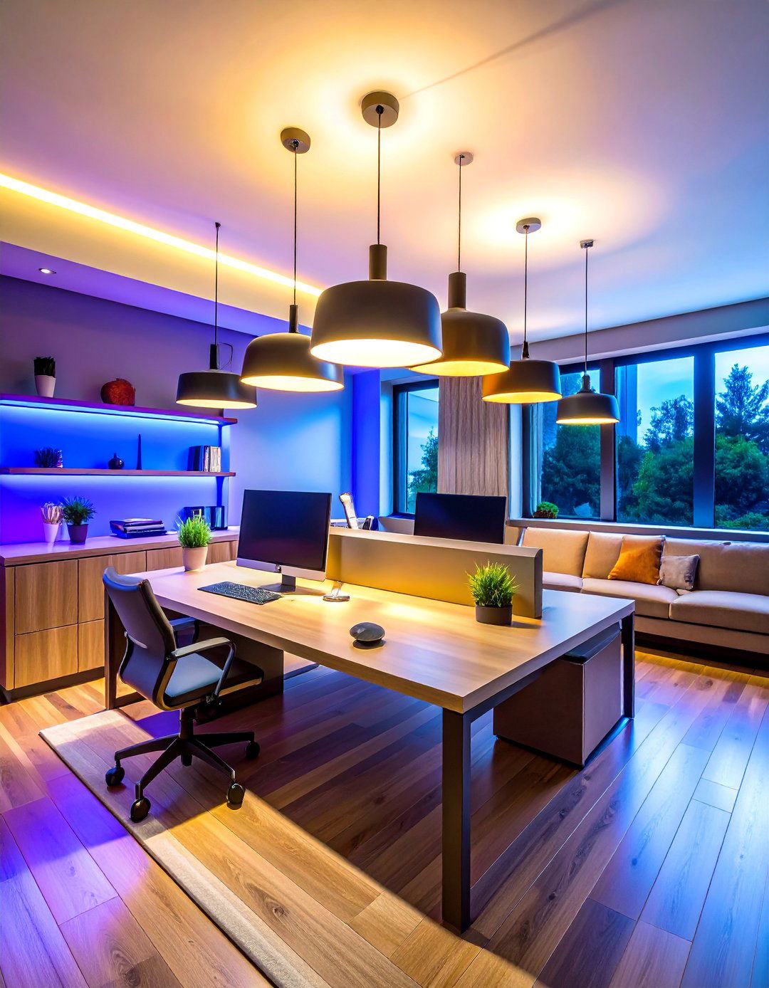 Home Office Lighting Layers - 40 Modern Home Office Ideas for a Productive Workspace