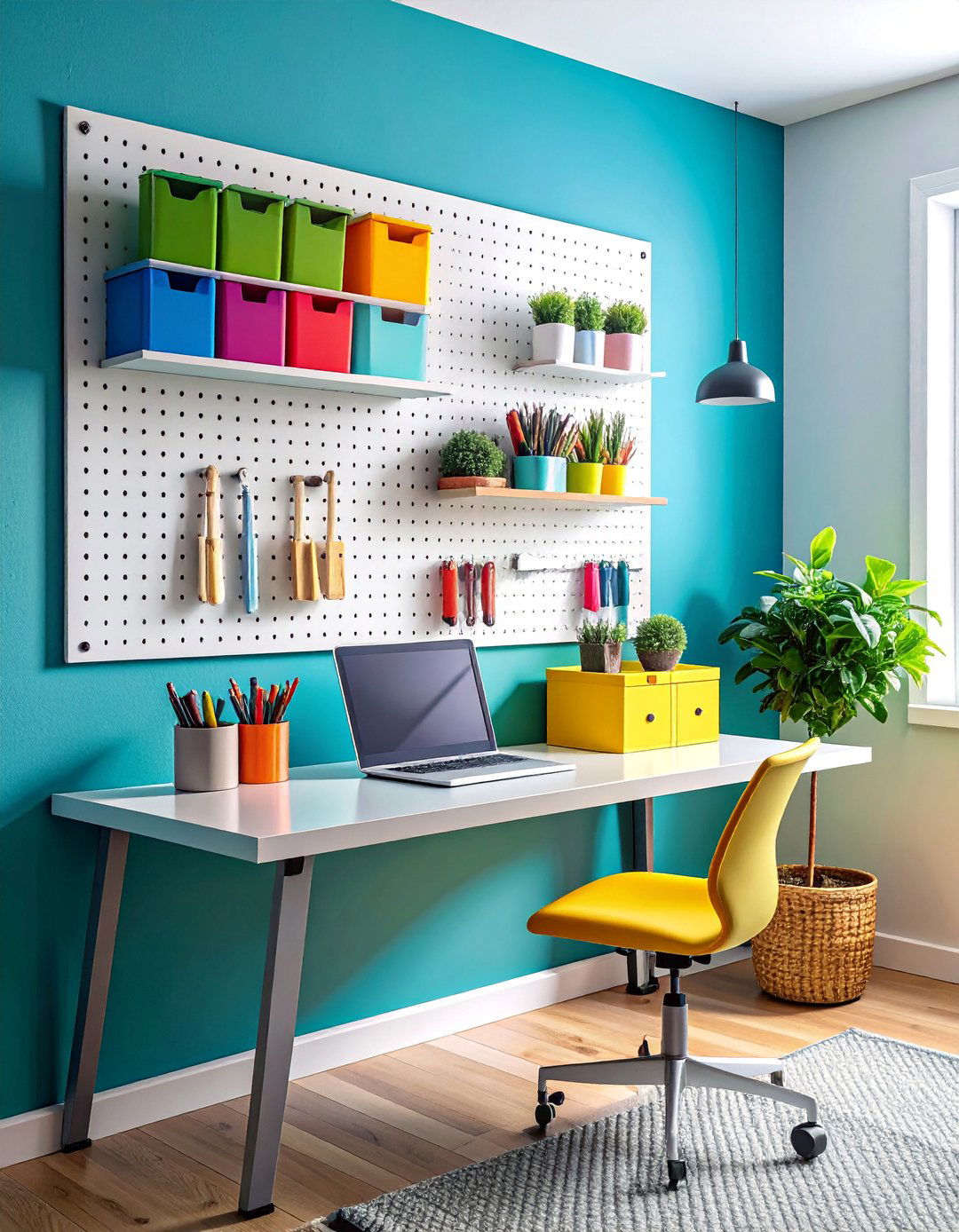 Home Office Pegboard Organization - 40 Modern Home Office Ideas for a Productive Workspace