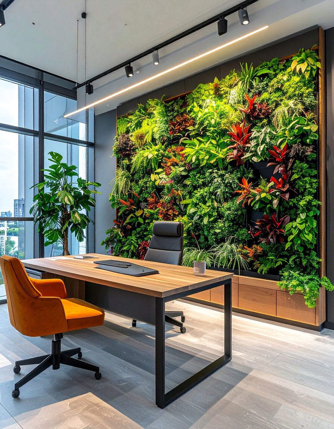 Home Office Plant Wall - 40 Modern Home Office Ideas for a Productive Workspace