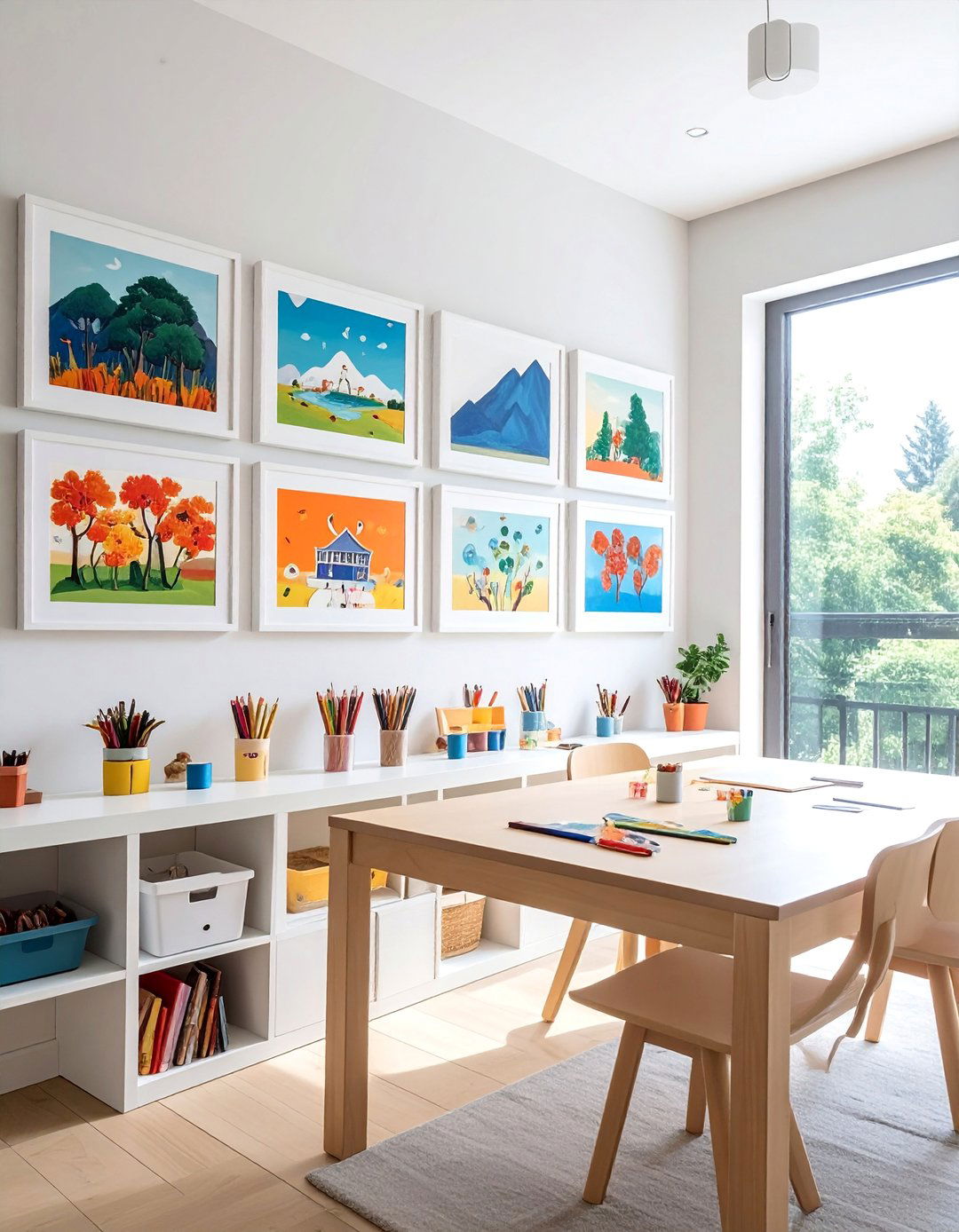 Homeschool Room Art Gallery Wall - 25 Homeschool Room Ideas for a Productive Learning Space
