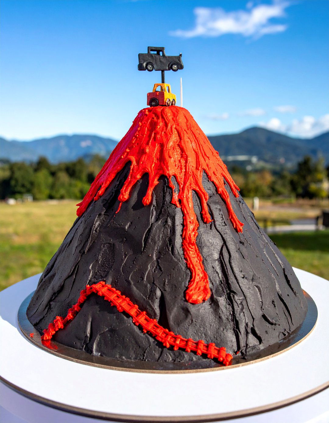 Hot Wheels Volcano Cake Display - 25 Hot Wheels Birthday Party Ideas for Car-Loving Kids