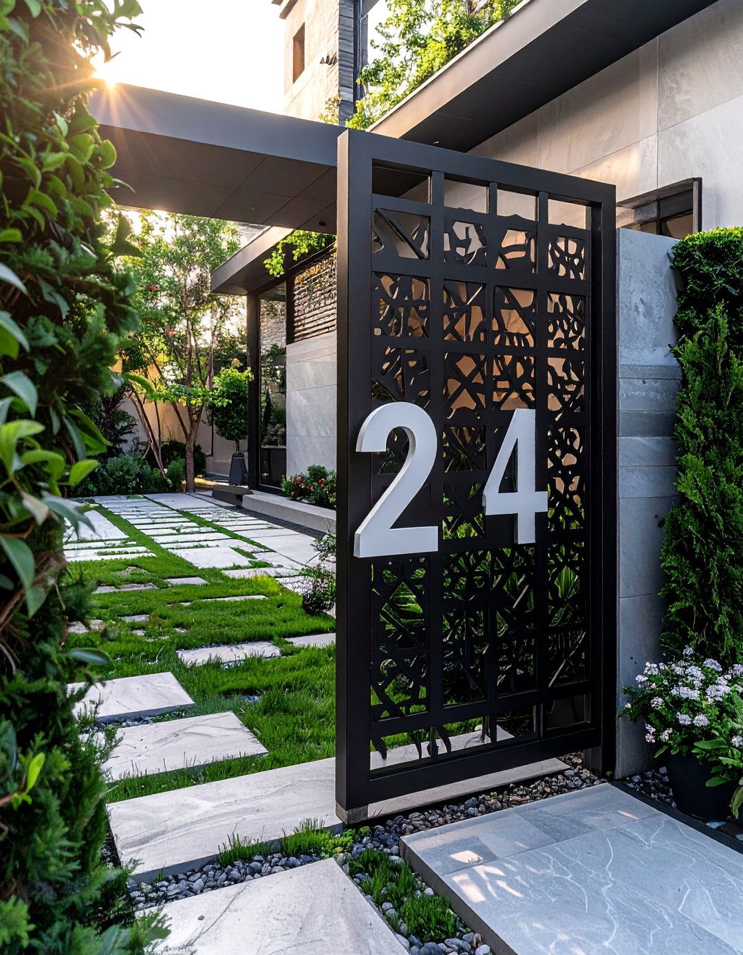House Numbers on a Decorative Metal Screen - 40 House Number Ideas for Curb Appeal