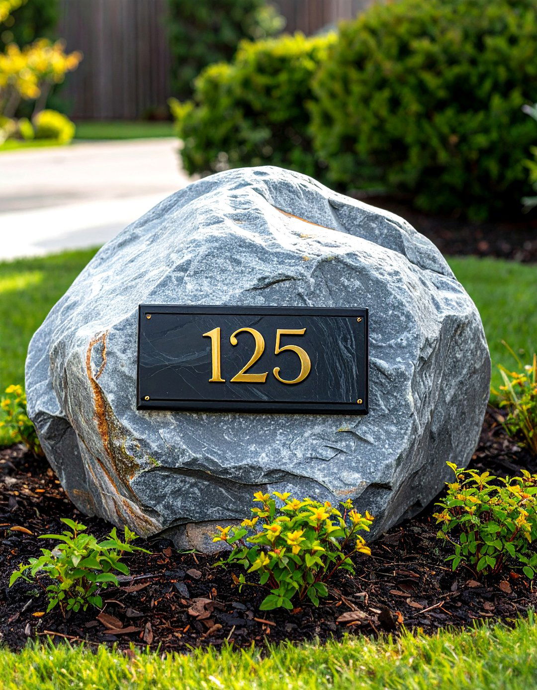 House Numbers on a Faux Rock - 40 House Number Ideas for Curb Appeal