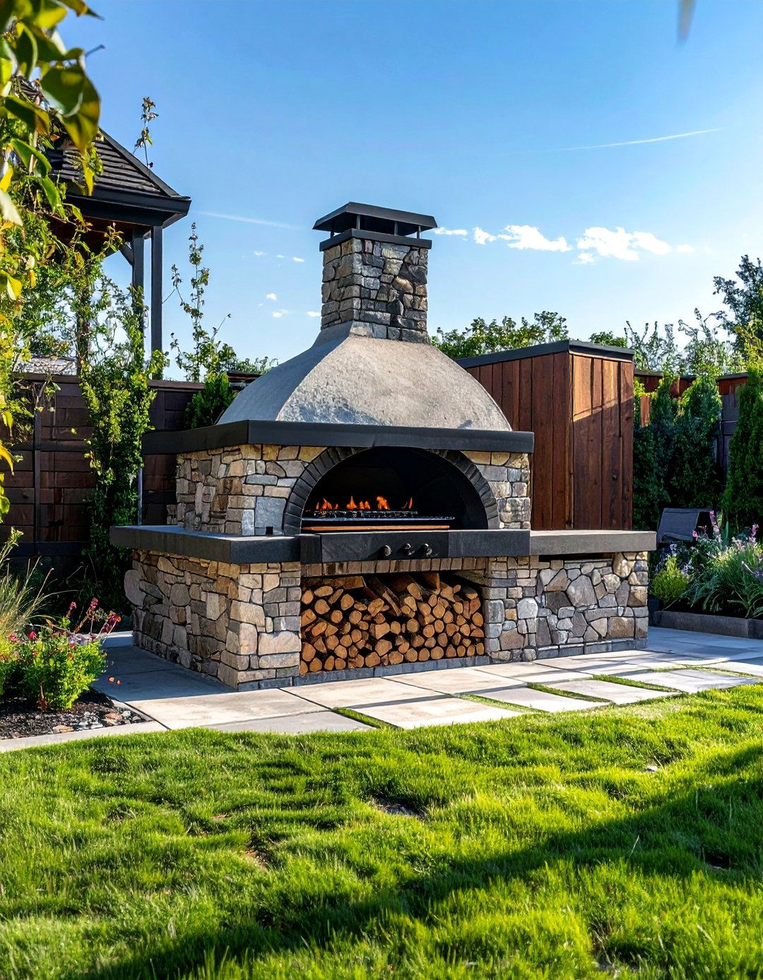Hybrid Gas and Wood Fired Flexibility - 20 Outdoor Pizza Oven Ideas for Backyard Fun