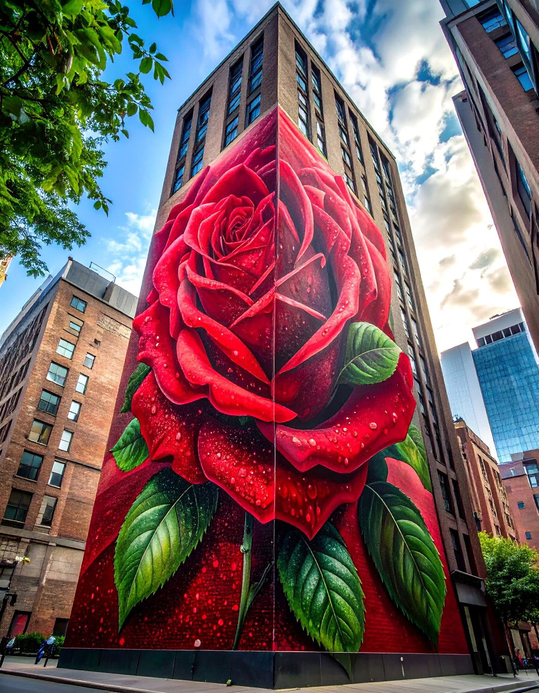 Hyper Realistic Rose Flower Murals on Buildings - 20 Flower Murals on Buildings to Brighten Urban Landscapes