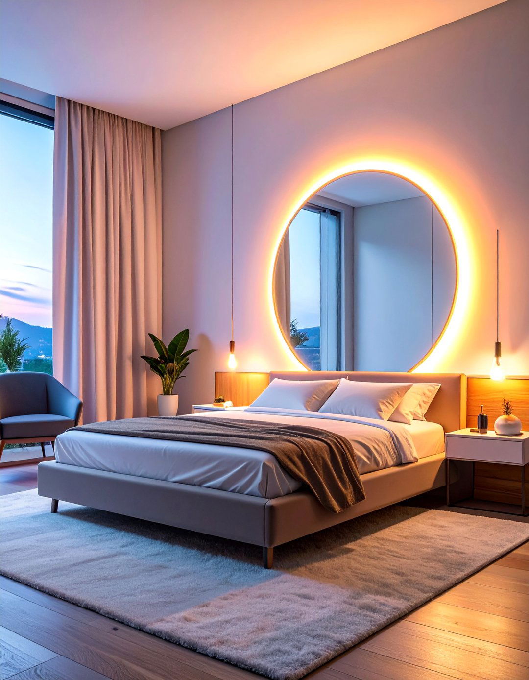 Illuminated LED Backlit Mirrors - 30 Mirror Behind Nightstand Ideas for Stylish Bedrooms