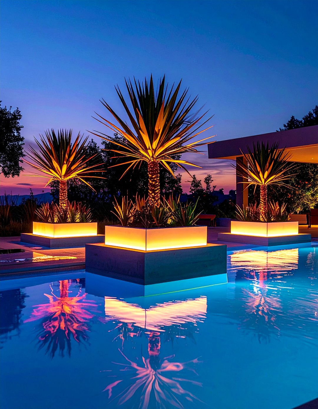 Illuminated LED Pool Planters - 30 Pool Planter Ideas for a Lush Backyard Oasis