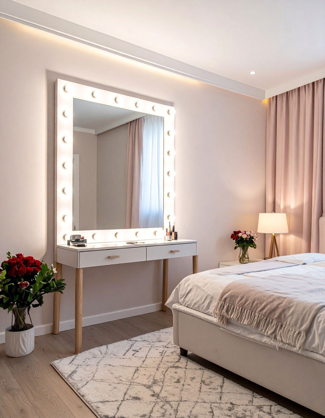 Illuminated Vanity Mirror Setups - 15 Stunning Bedroom Mirror Ideas for a Cozy Space
