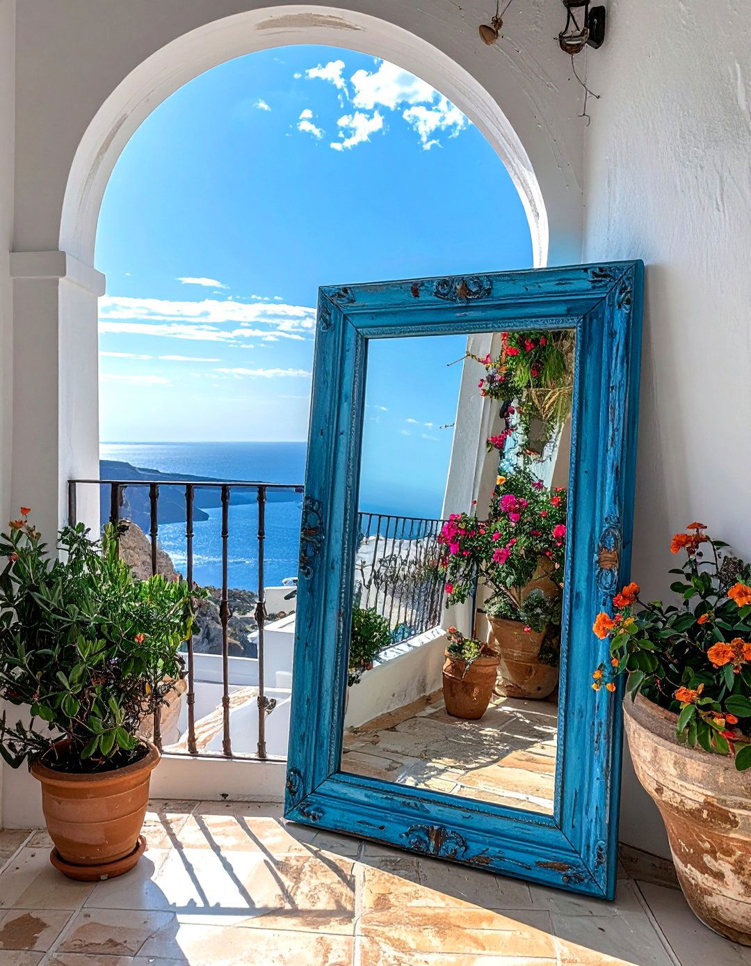 Illusion of a Coastal View on a Mediterranean Balcony - 20 Mediterranean Balcony Ideas for a Scenic Escape