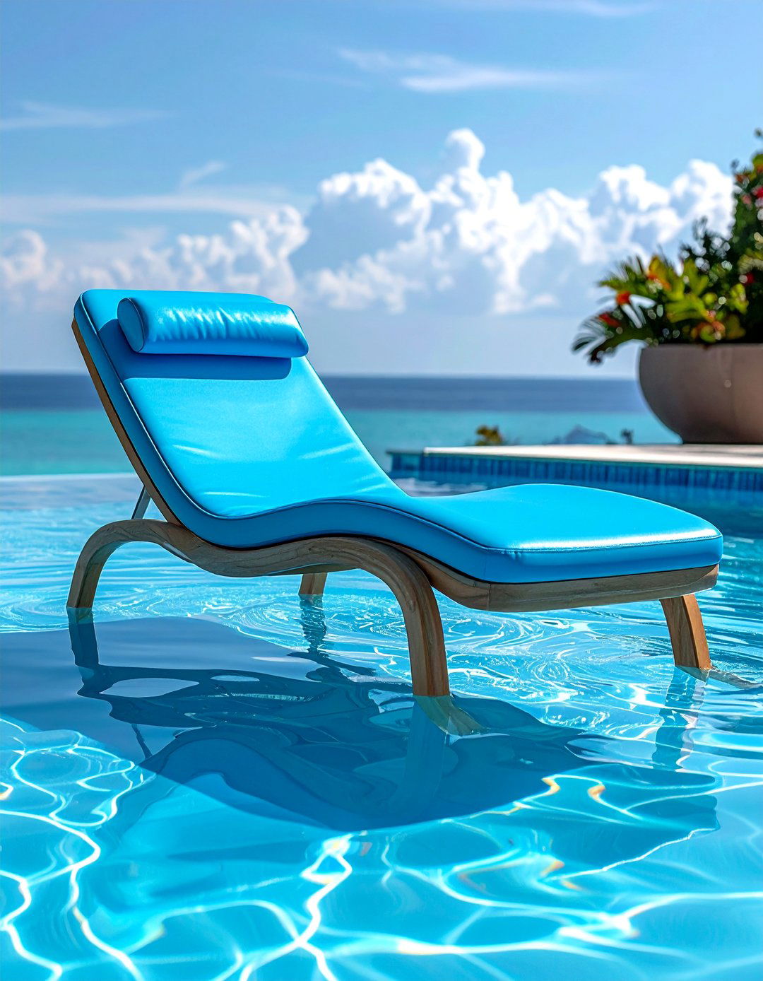In Pool Chaise Loungers for Water Relaxation - 20 Pool Furniture Ideas for a Relaxing Outdoor Space
