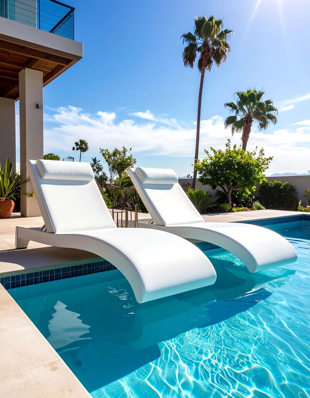 In Pool Ledge Loungers - 20 Pool Decor Ideas for a Refreshing Outdoor Oasis