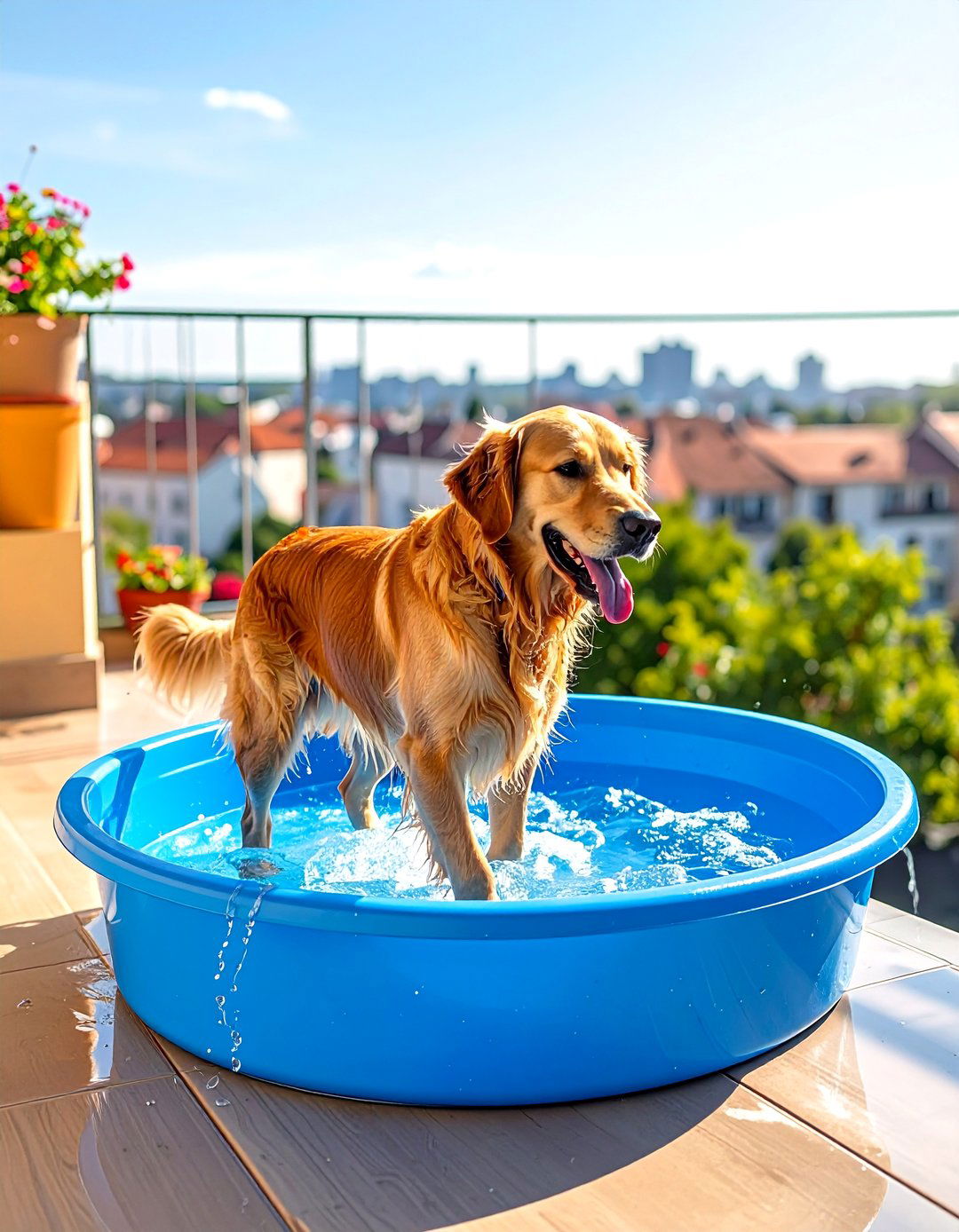 Incorporate a Shallow Splash Pool - 20 Dog Balcony Ideas for a Pet-Friendly Outdoor Space